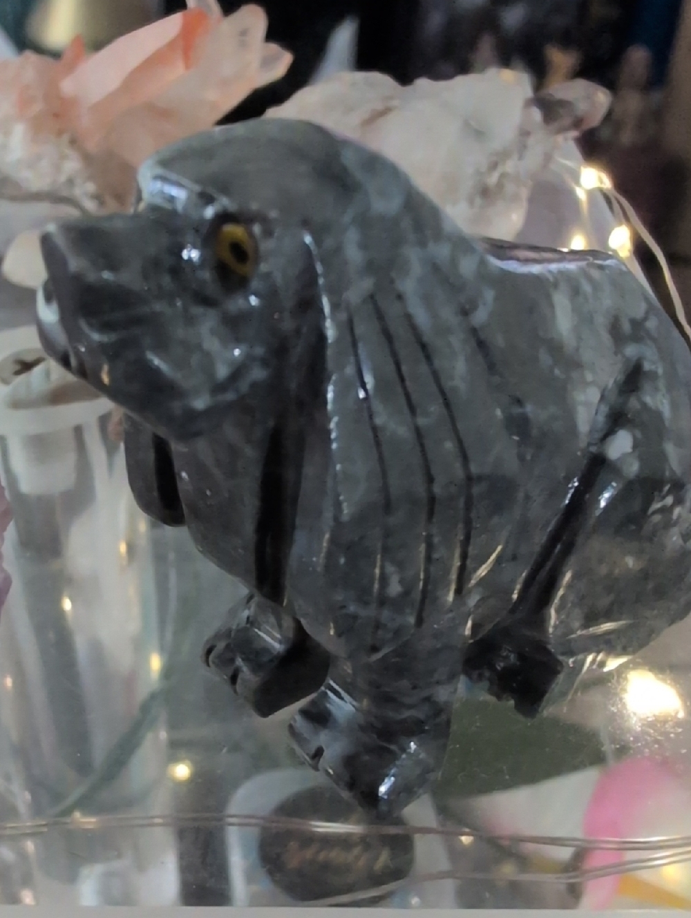 Black Carved Jasper Dog